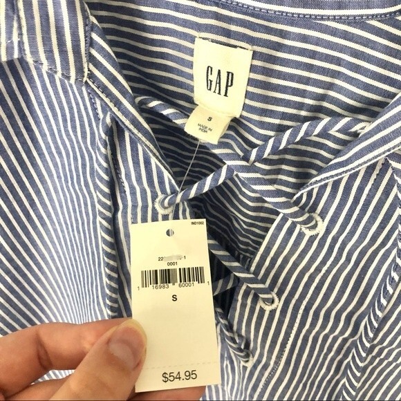 GAP Striped Lace-Up Popover Shirt NWT Size Small - Picture 11 of 13